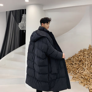 [Korean Style] Satin Long Cotton-padded Jackets