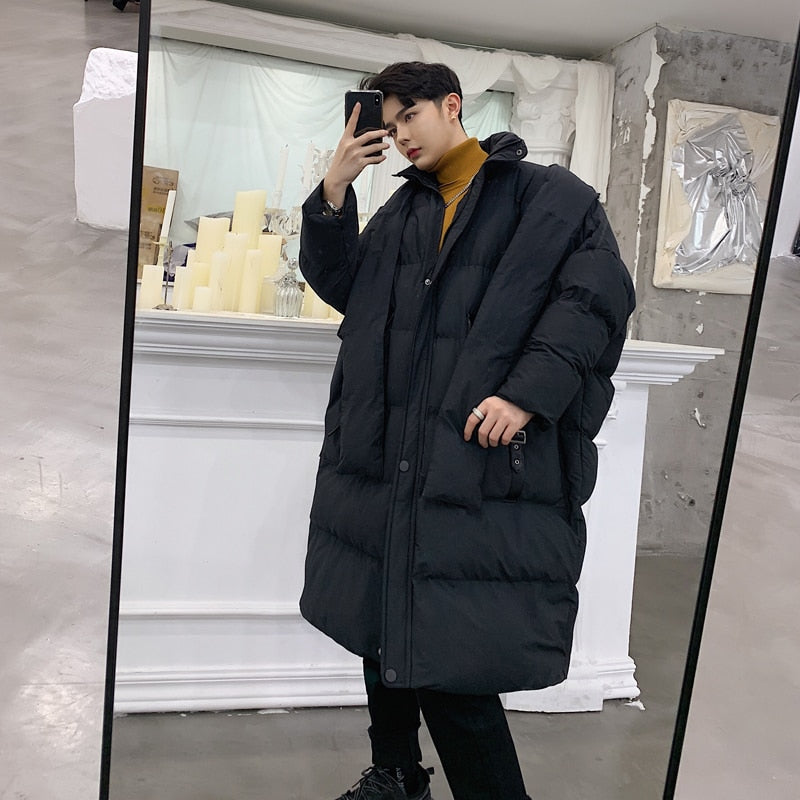 Korean Style] Collarless Padded Long Parka Puffer Jacket – Ordicle