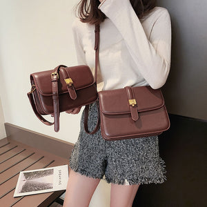Classic Vintage Style Buckle Lock PU Leather Bag Shoulder Bags 