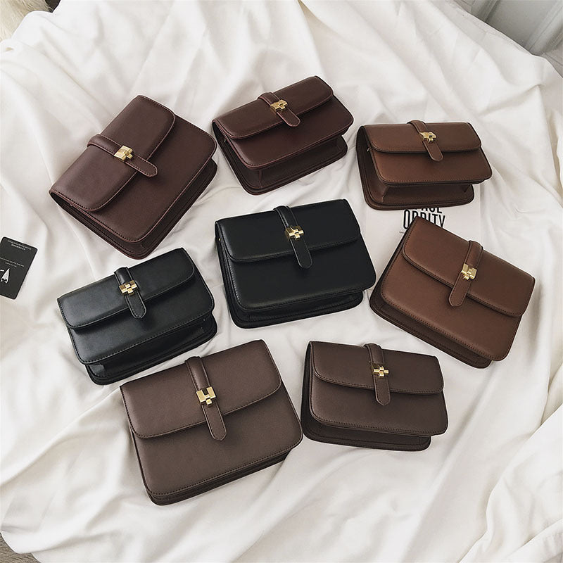 [Korean Style] Classic Box Faux Leather Vintage Bag