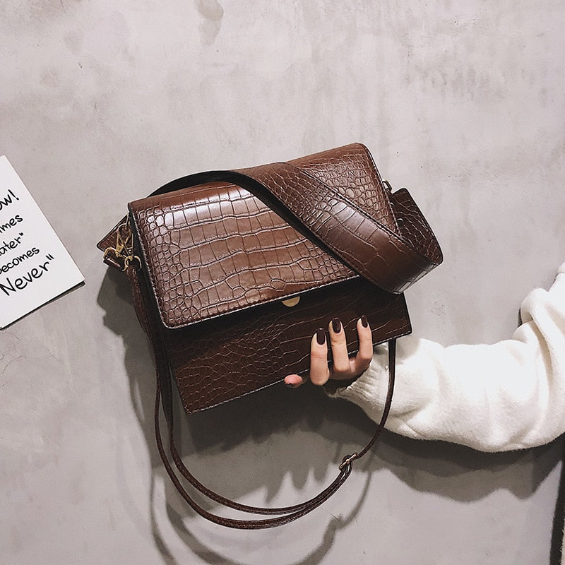PIKADINGNIS Crocodile Print Shoulder Bag for Women Top Handle Handbag Soft  Faux Leather Crossbody Bag Fashion Satchel Retro Purse