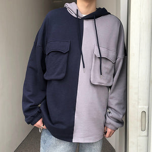 [Korean Style] Two Face Patchwork Hoodie