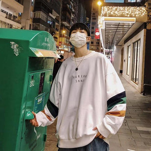 [Korean Style] Sans Striped Round-Neck Sweatshirts