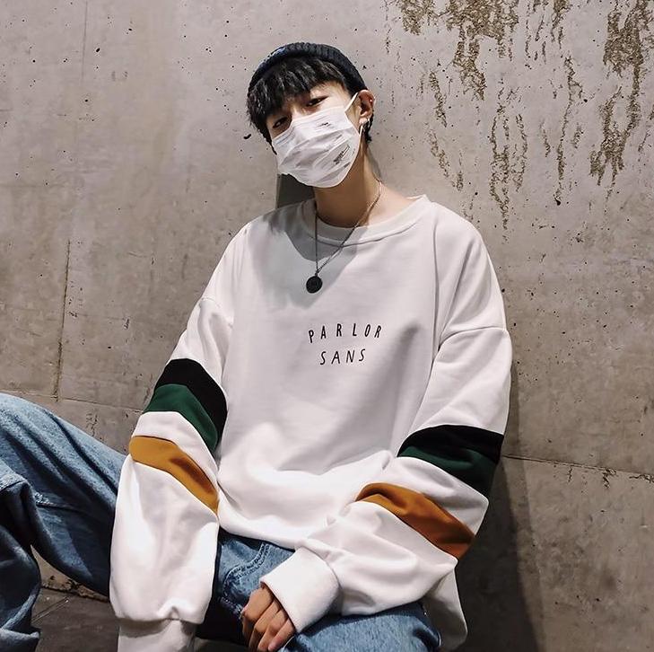 [Korean Style] Sans Striped Round-Neck Sweatshirts