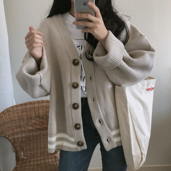 [korean Style] Patricia Loose Fit Track Cardigan