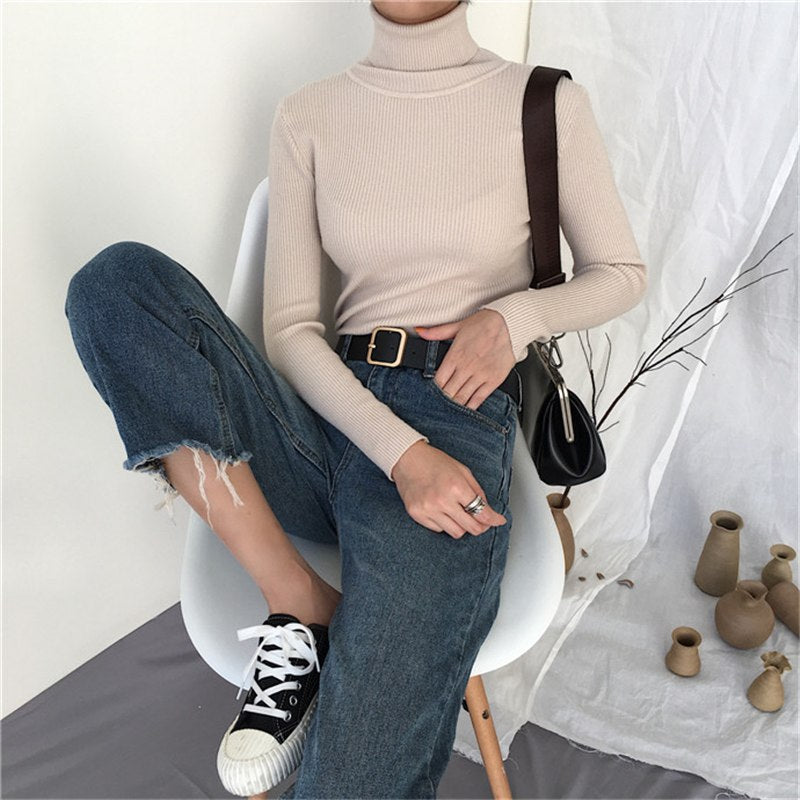 [Korean Style] Misselo Slim Fit Basic Turtleneck Pullover