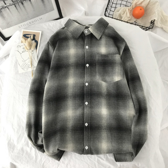 [Korean Style] Poplin Plaid Shirt