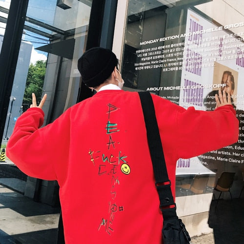 [Korean Style] Letter Printed Loose Sweatshirt