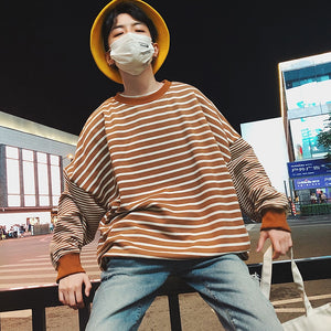 [Korean Style] Eddie Striped Casual Sweatshirt
