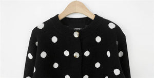 [Korean Style] Poka Dots Button Down Knit Cardigan