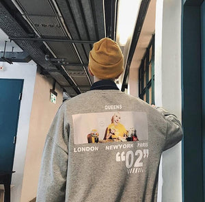 [Korean Style] Zen Oversized Cartoon Print Sweatshirts