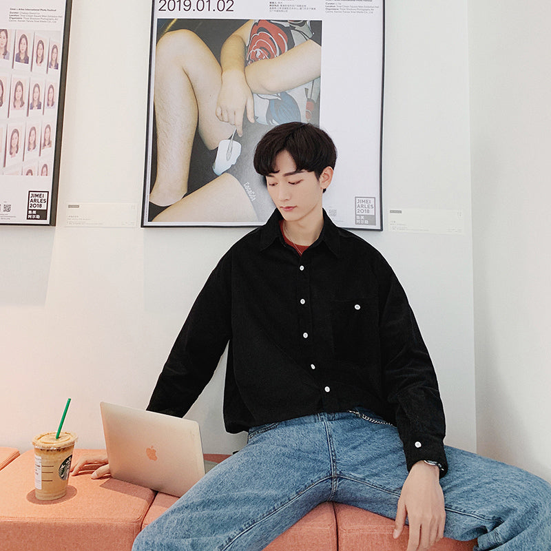 [Korean Style] Leon Solid Color Corduroy Shirts