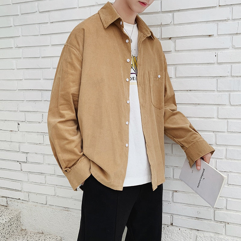 [Korean Style] Leon Solid Color Corduroy Shirts