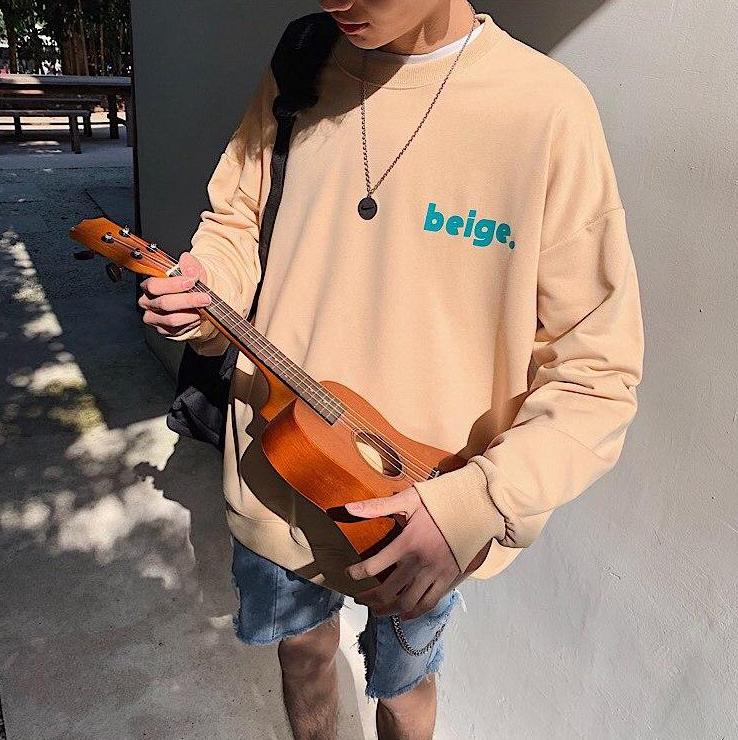 [Korean Style] Luke Oversized Long Sleeve Campus Sweatshirts