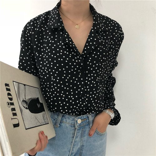 [Korean Style] Keith Vintage Pokha Dots Blouse