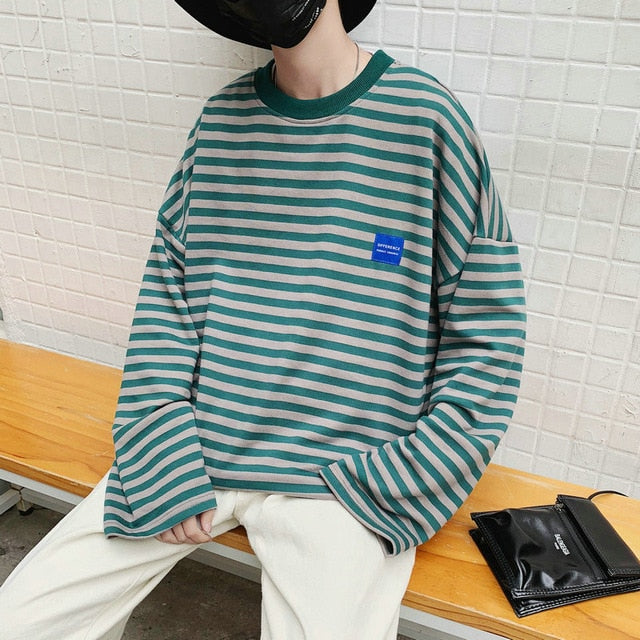 [Korean Style] Pam Stripe Long Sleeve T-Shirt