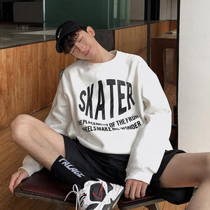 [Korean Style] Skater Printing Round Neck Sweatshirts