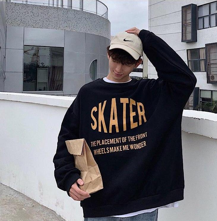 [Korean Style] Skater Printing Round Neck Sweatshirts
