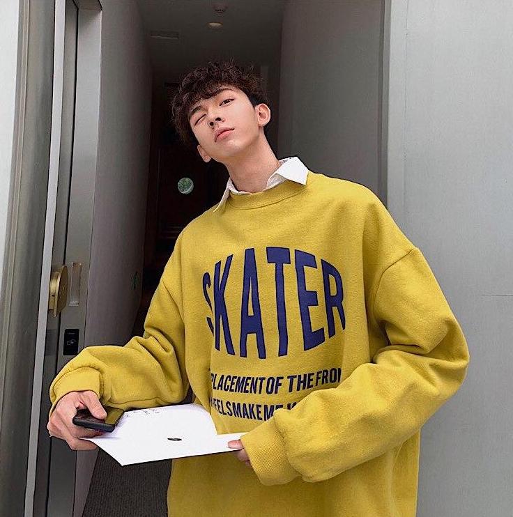 [Korean Style] Skater Printing Round Neck Sweatshirts