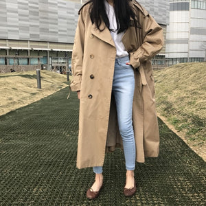 [Korean Style] Ariel Double Breasted Long Trench Coat