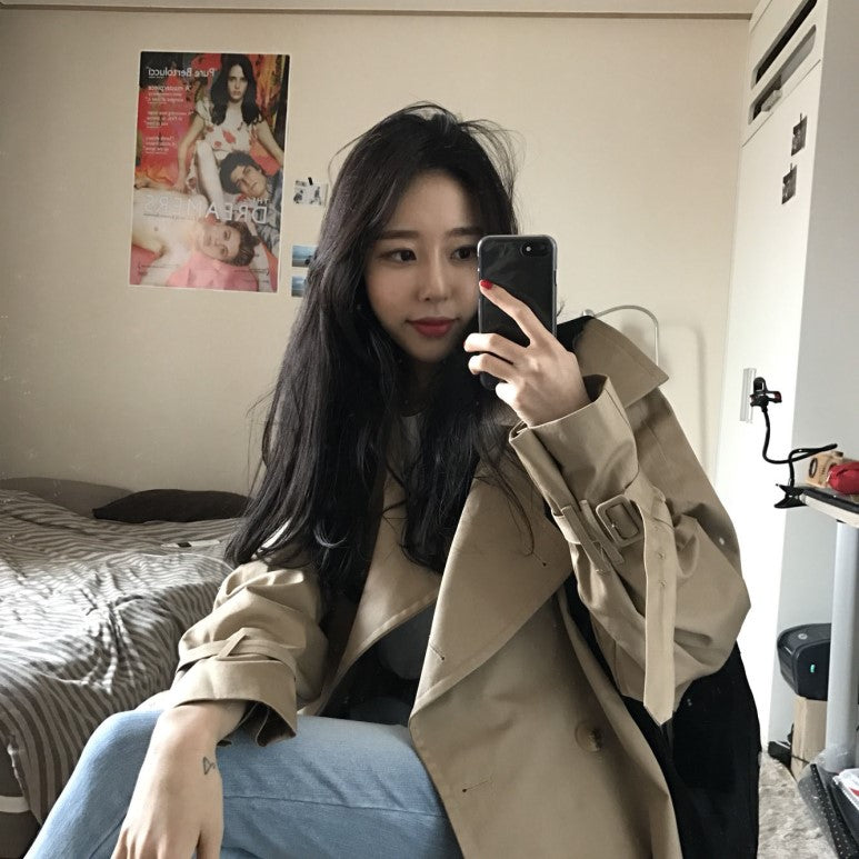 [Korean Style] Ariel Double Breasted Long Trench Coat