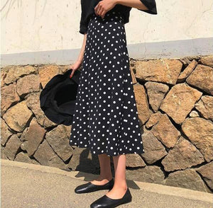 [Korean Style] Jeami Polka Dot A Line Chiffon Skirt