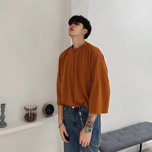 [Korean Style] Solid Colors Seven Cut T-shirts