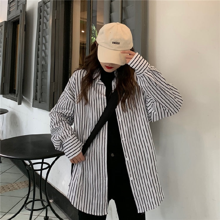[Korean Style] Boyfriend Style Stripe Shirts