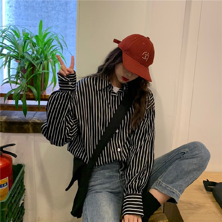 [Korean Style] Boyfriend Style Stripe Shirts