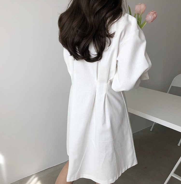 [Korean Style] Kate Button Down Shirt Dress with ribbon
