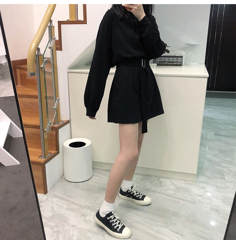 [Korean Style] 7 Color Casual Belted Mini Dress
