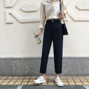 [Korean Style] Ginna High Waist Casual Denim Jeans