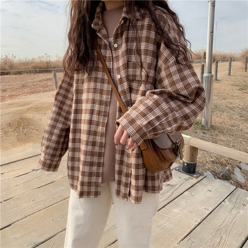 [Korean Style] Geine Oversized Check Shirts