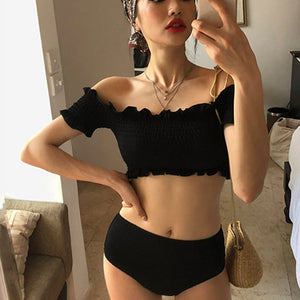 [Korean Style] Sophie Ruffle Off Shoulder Bikini Set