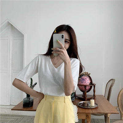 [Korean Style] Candy Color Solid Color T-shirt