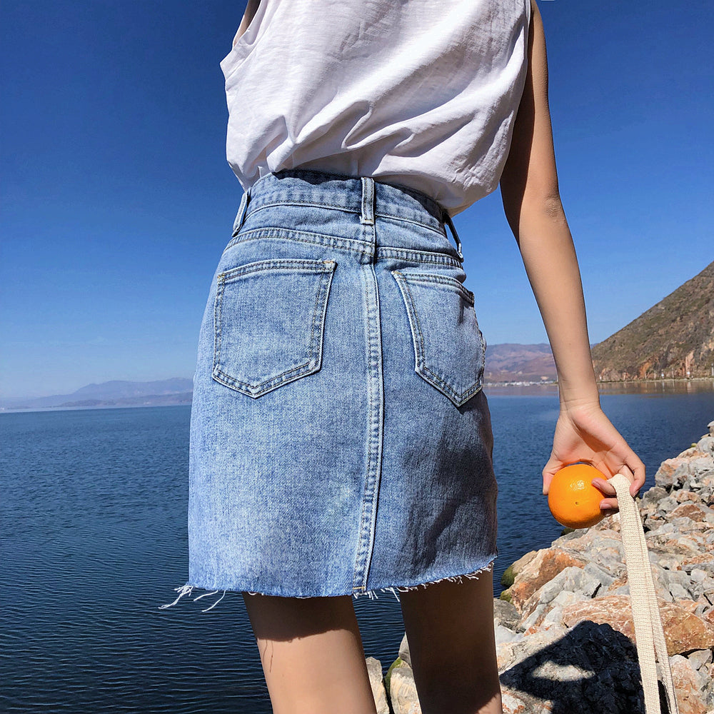 [Korean Style] Gein High Waist Denim Skirt