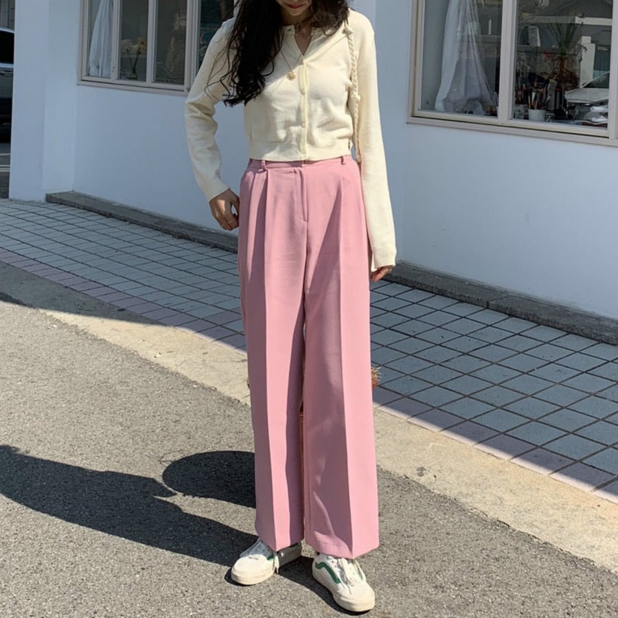 [Korean Style] Cherry Bloom Wide Leg Trousers