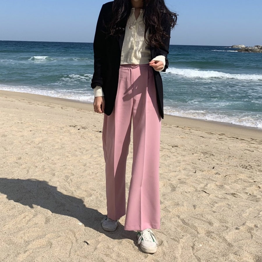 [Korean Style] Cherry Bloom Wide Leg Trousers