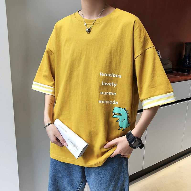 [Korean Style] Bory Cotton Yellow/black T-shirts