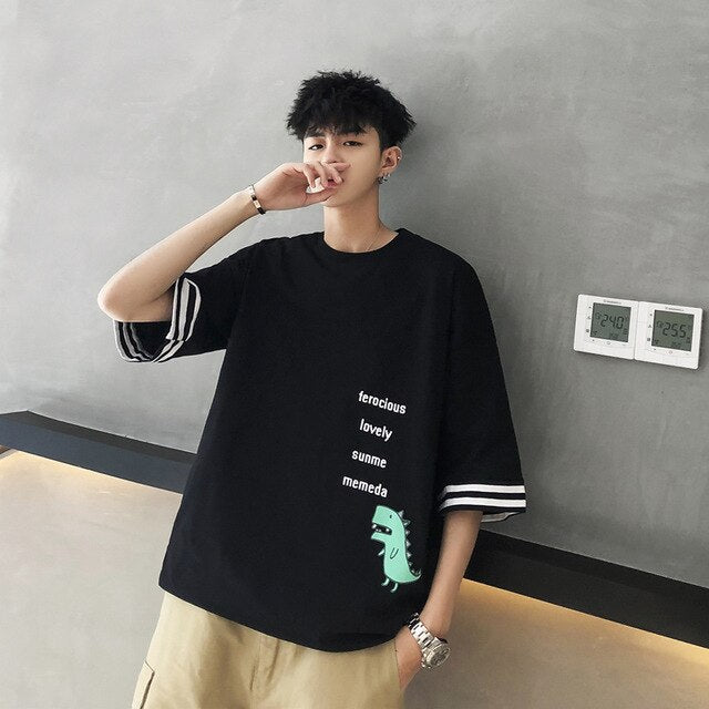 [Korean Style] Bory Cotton Yellow/black T-shirts
