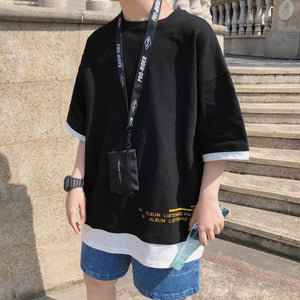 [Korean Style] Ray Letter Printing Short Sleeve T-shirts