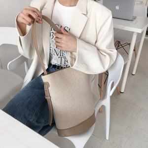 [Korean Style] Fay Canvas Shoulder Bucket Bag