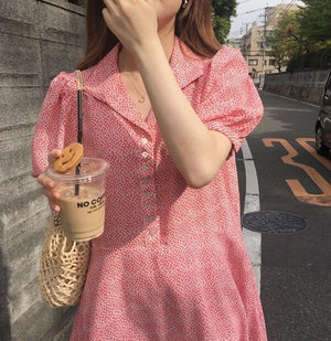 [Korean Style] Tiff Pokha Dots Mini Summer Dress