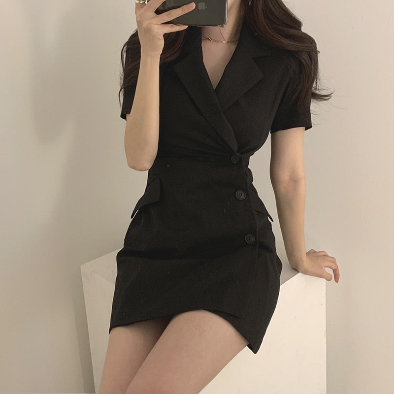 [Korean Style] Jennie V neck Wrap Mini Dress