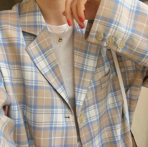 [Korean Style] Irean Vintage Style Plaid Blazer