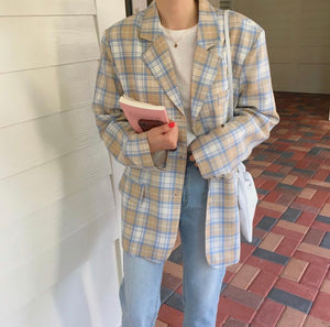 [Korean Style] Irean Vintage Style Plaid Blazer