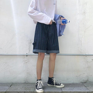 [Korean Style] Pakky Striped Denim Casual Pants