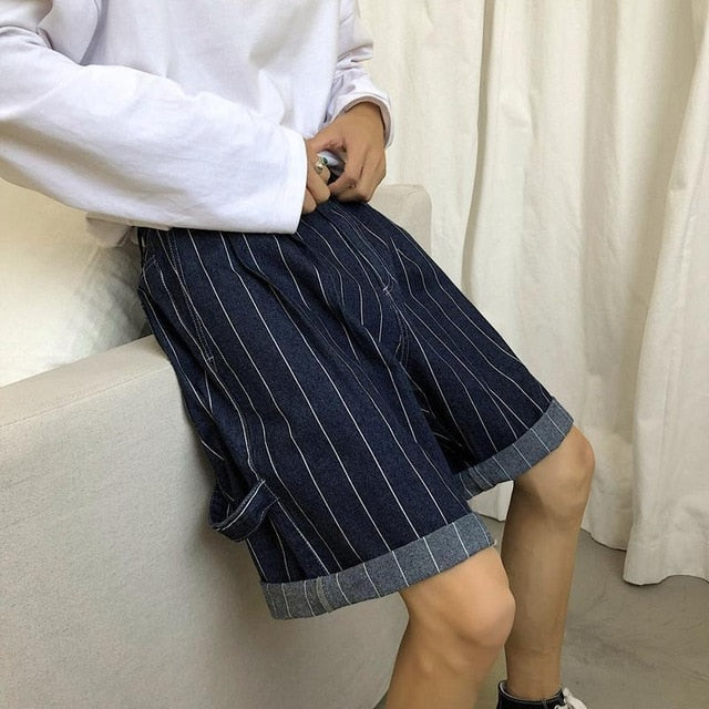 [Korean Style] Pakky Striped Denim Casual Pants