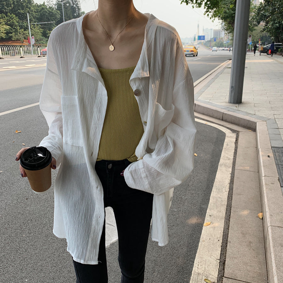 [Korean Style] Ariela Oversized See-through Blouses