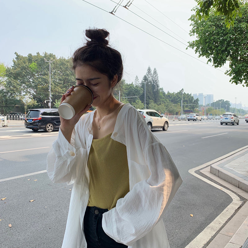 [Korean Style] Ariela Oversized See-through Blouses